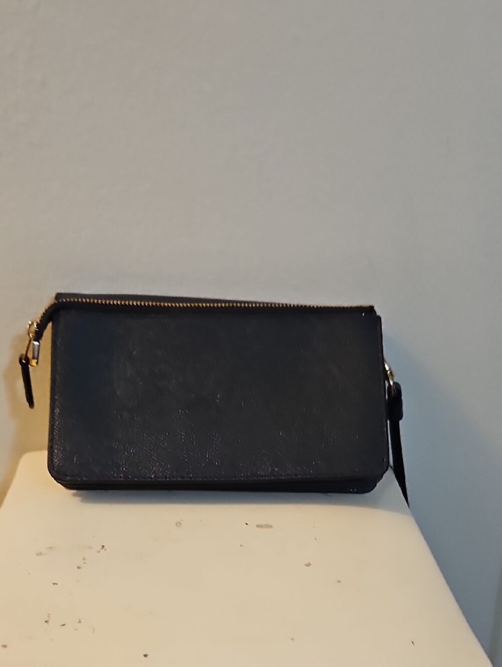 Coach Blue Saffiano Leather Wristlet Clutch with Gold Logo - Picture 9 of 10